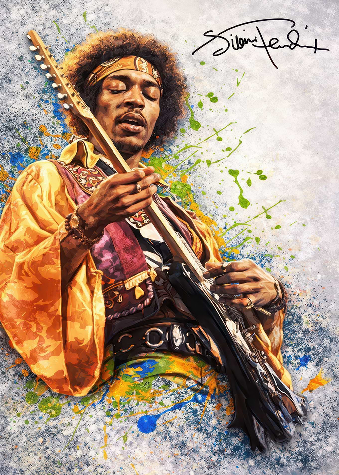Jimi Hendrix Playing Guitar