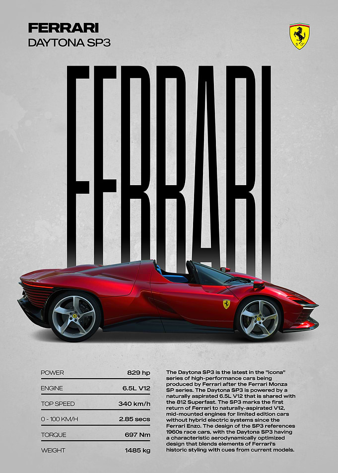 Ferrari Daytona SP3 Car Poster