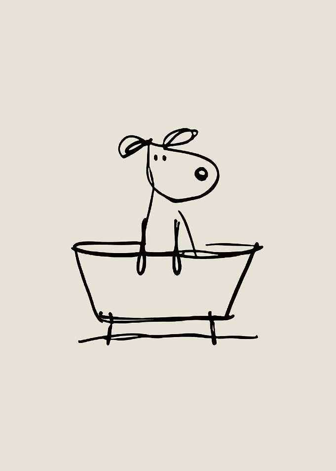 Dog in a Bathtub toilet Wall Art