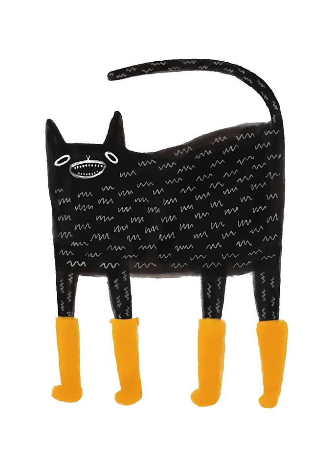 Black Cat in Yellow Boots