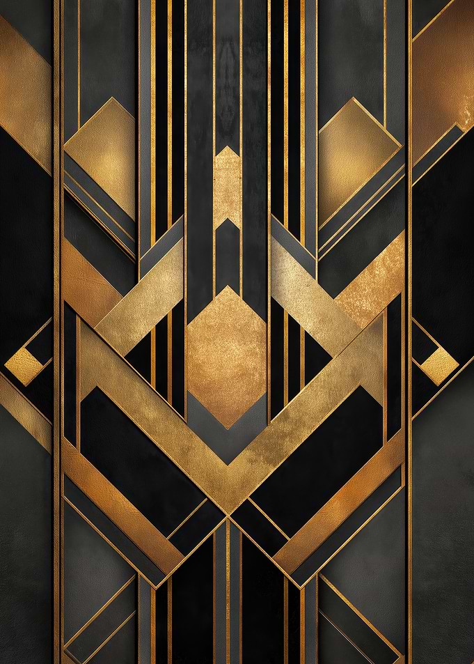 Art Deco Geometric Gold and Black Pattern