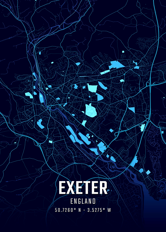 Exeter England Midnight City Map