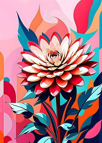 Vibrant Abstract colorful Floral Painting beautiful