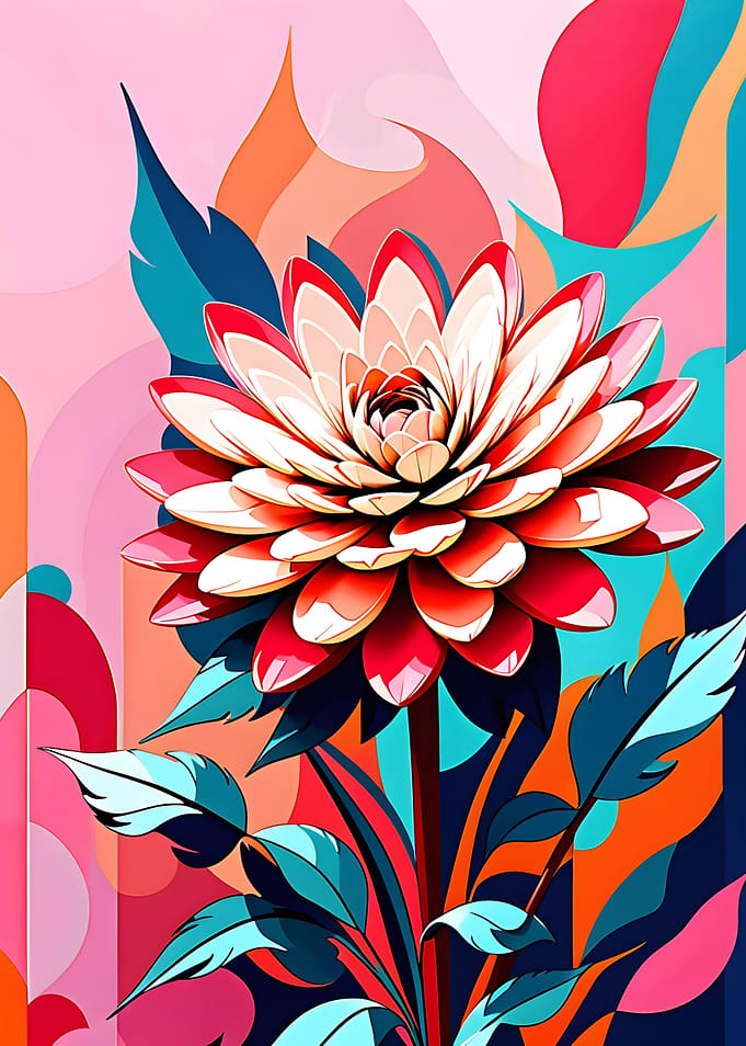 Vibrant Abstract colorful Floral Painting beautiful