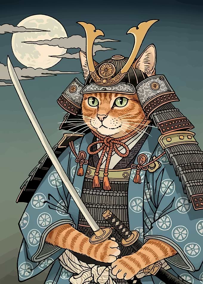 Samurai Cat with Katana