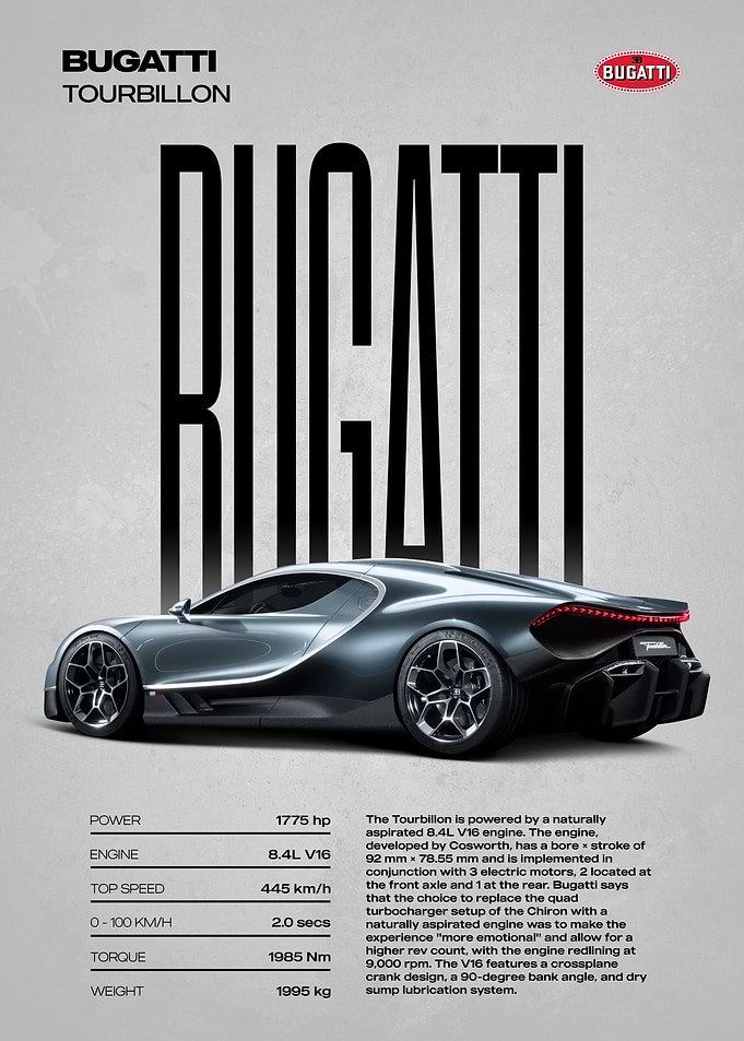 Bugatti Tourbillon Car Poster