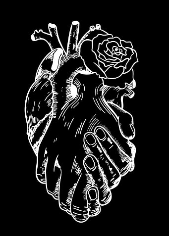 Heart with Rose and Hands