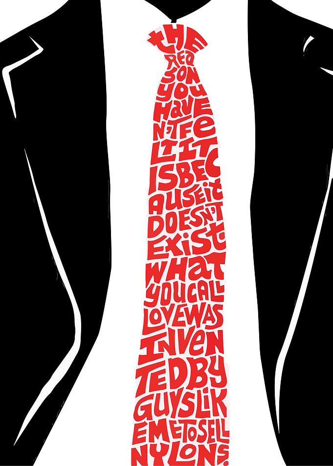 Text Art Tie on Suit