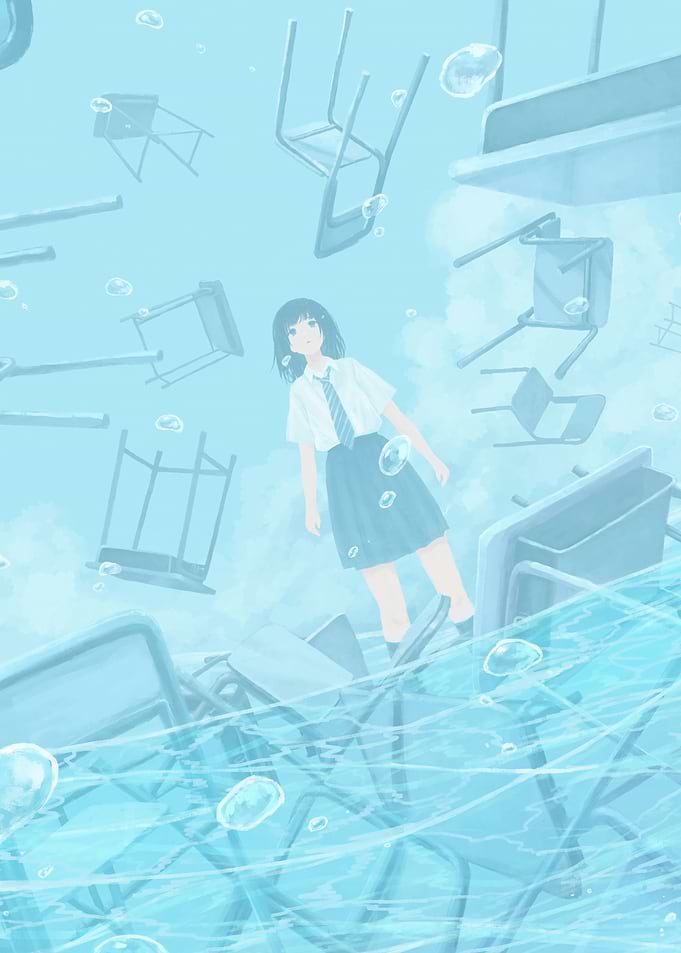 Girl in Underwater Classroom