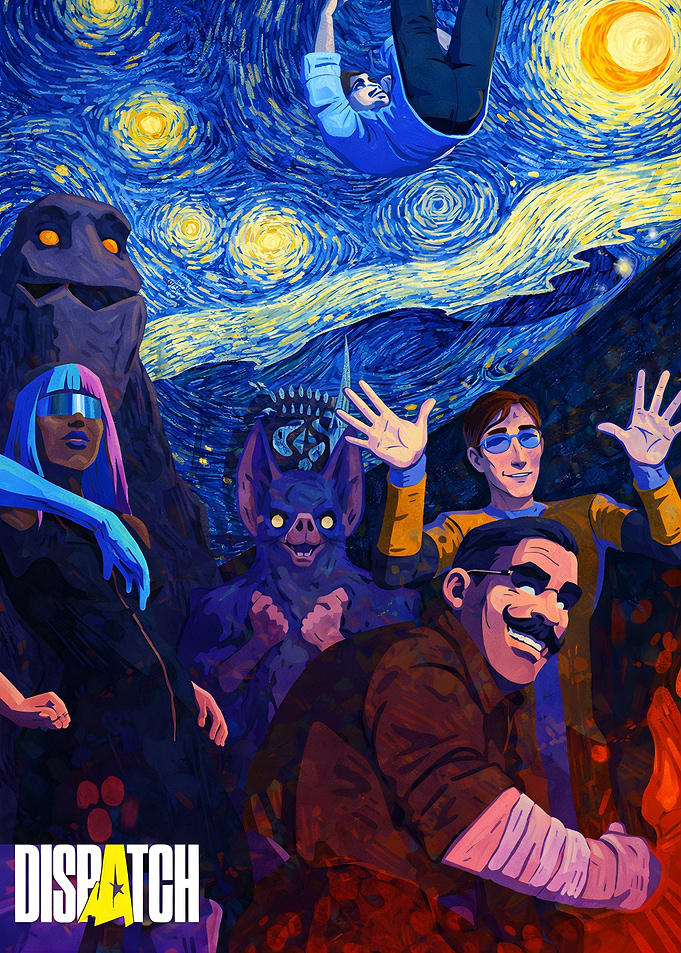 Dispatch Characters in Starry Night Style