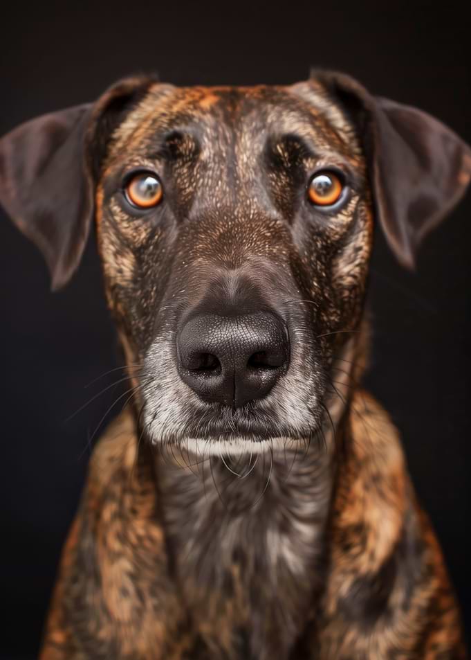 Close-up Portrait of a Brindle Dog