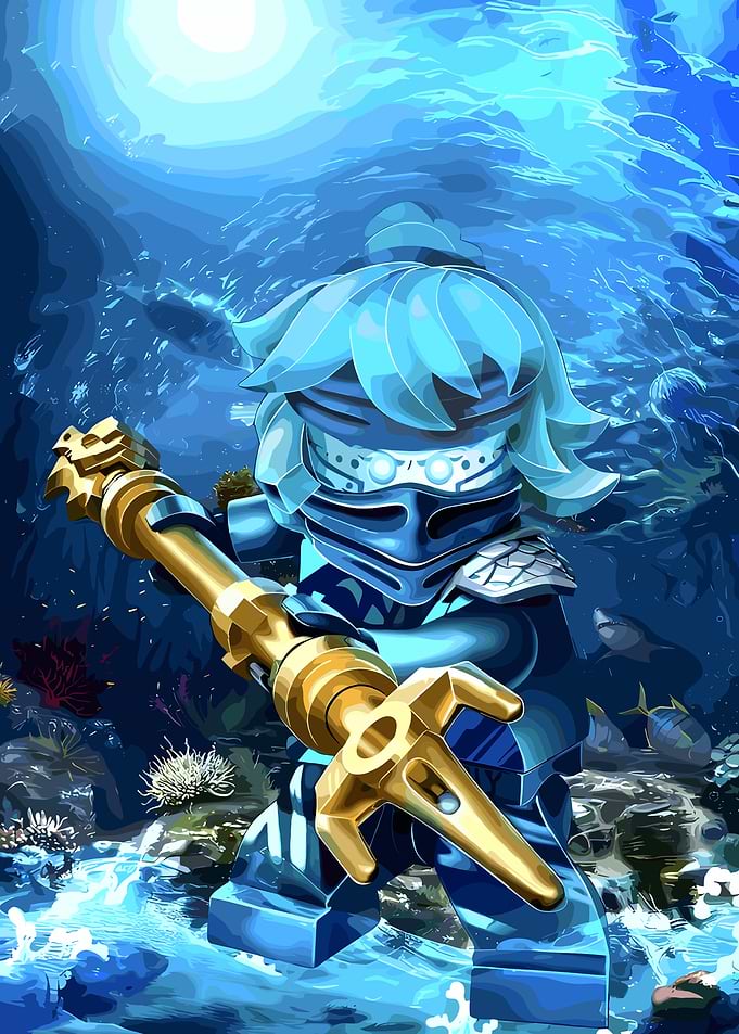 Ninjago character in underwater scene