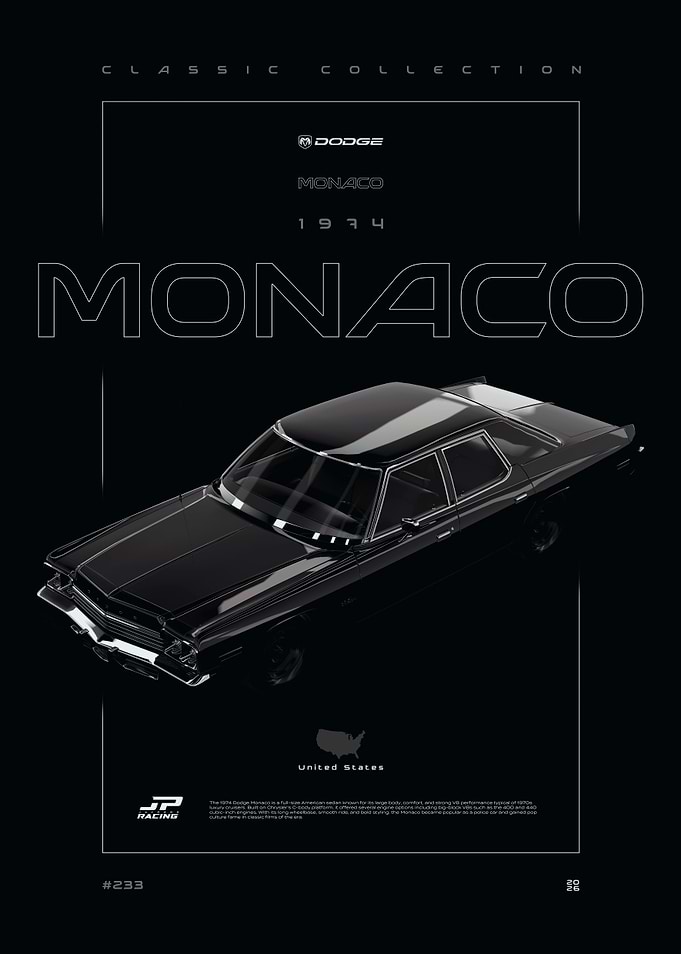1974 Dodge Monaco Classic Car Poster