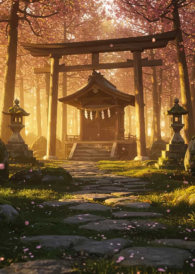 Serene Japanese Cherry Blossom Forest
