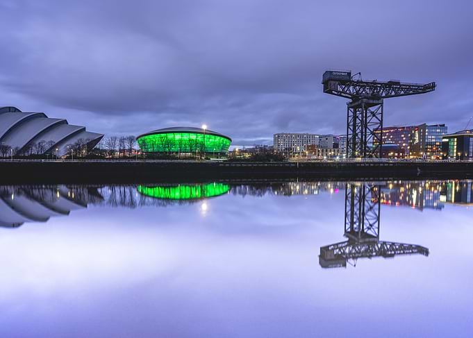 Glasgow Cityscape at Dusk with Reflections