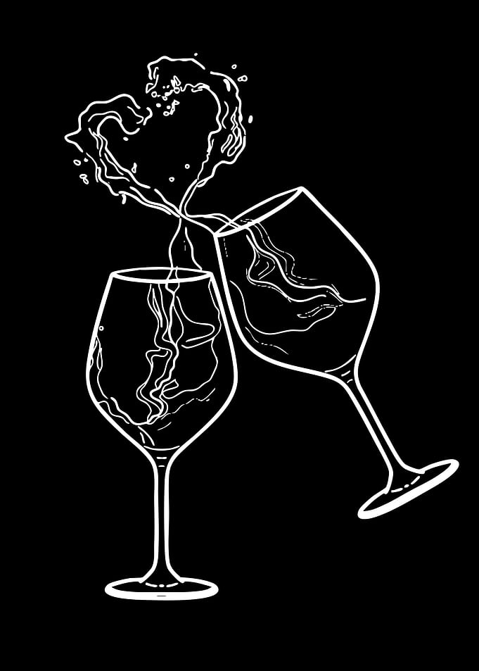 Wine Glasses Heart Splash
