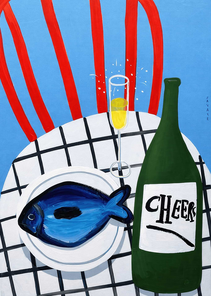 Cheers to a Blue Fish Dinner