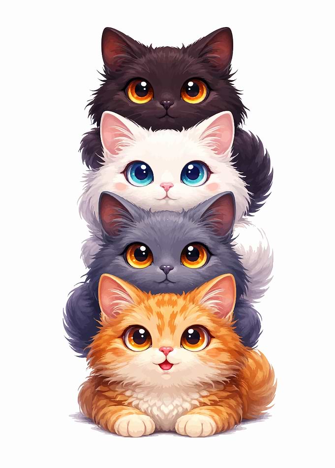 Stack of Cute Kittens