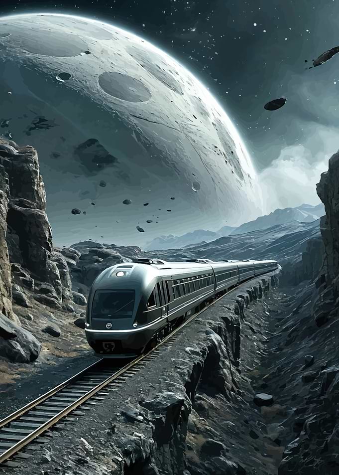 Sci-fi train on alien planet