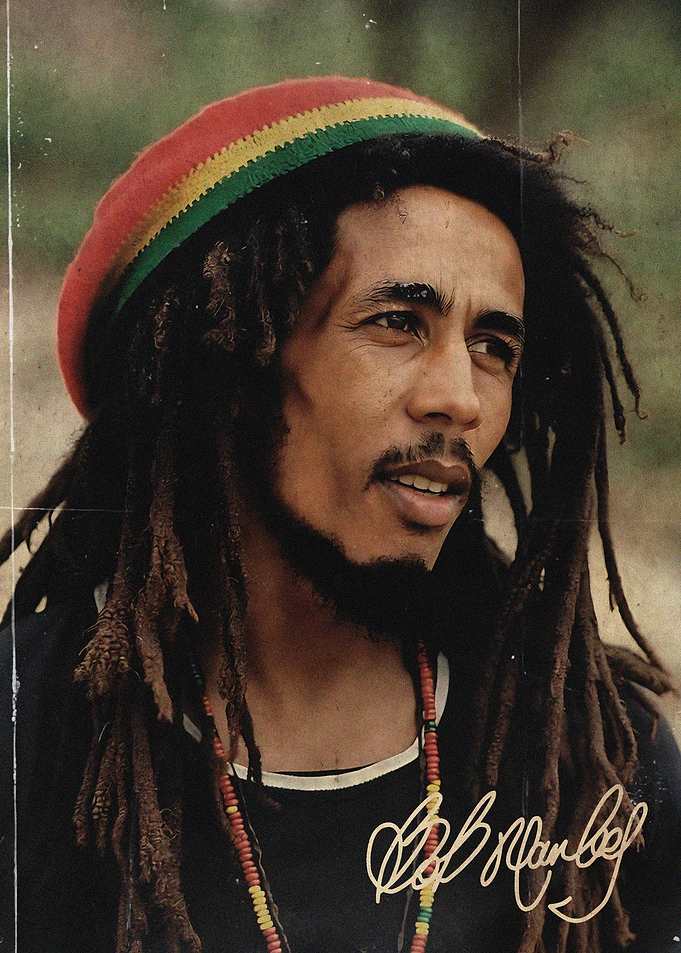 Bob Marley Portrait with Signature
