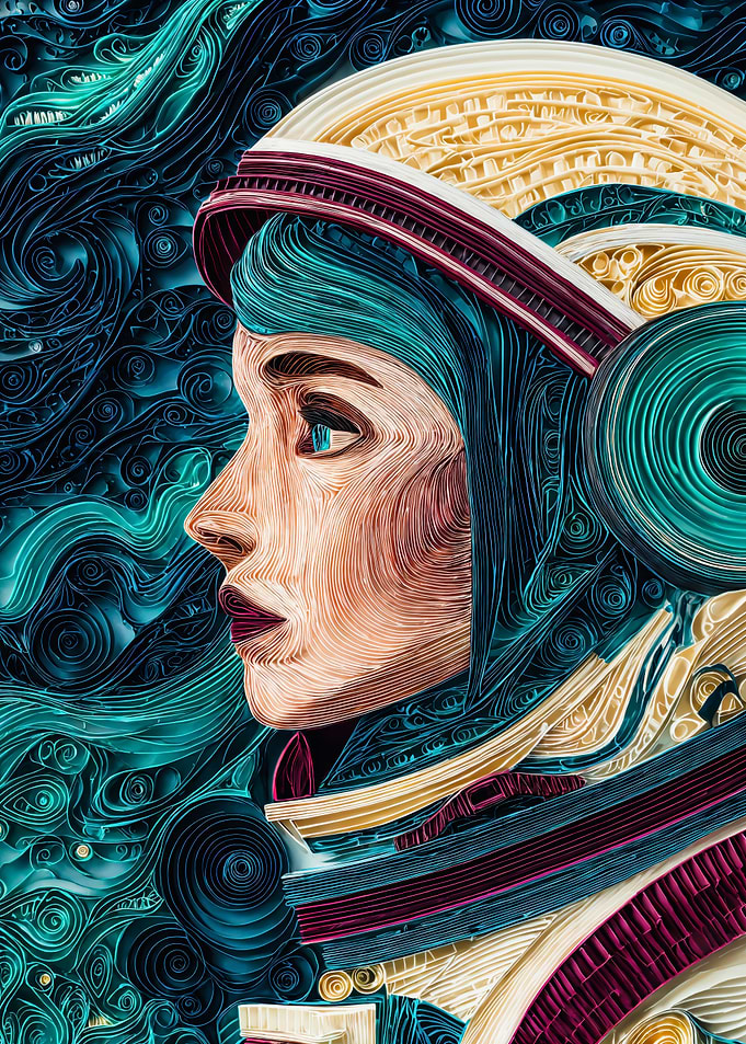 Female Astronaut Paper Quilling Art