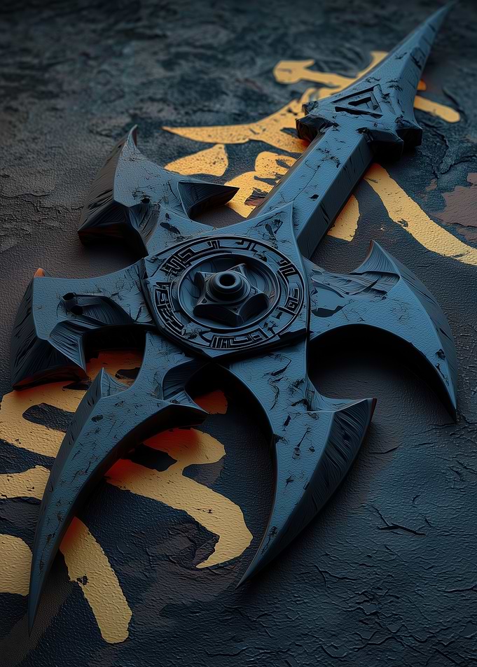 Dark Fantasy Weapon with Japanese Symbol