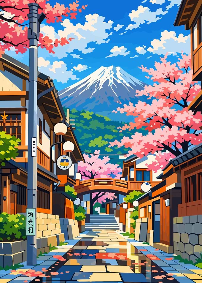 Mount Fuji with Cherry Blossoms