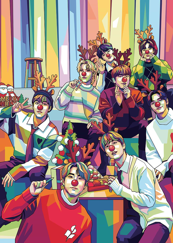 K-Pop Group Christmas Pop Art
