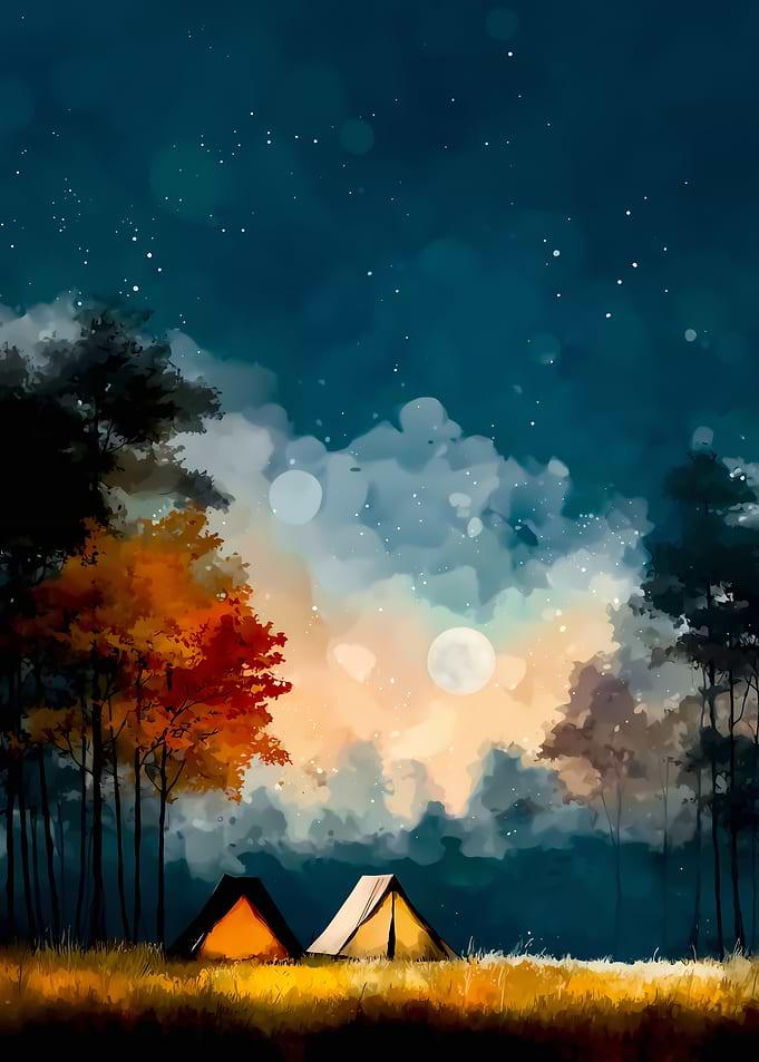 Camping under the starry night sky
