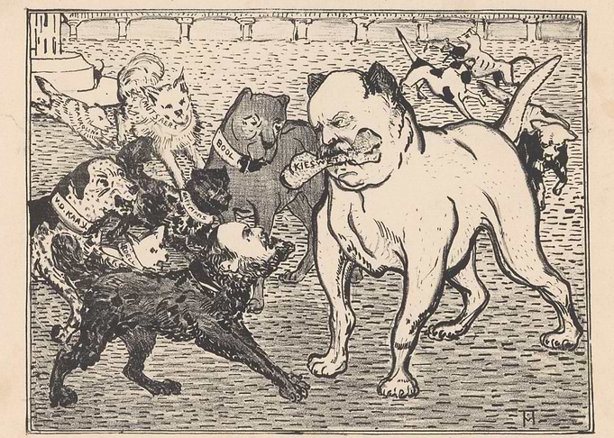 Political Cartoon Dogs Fighting