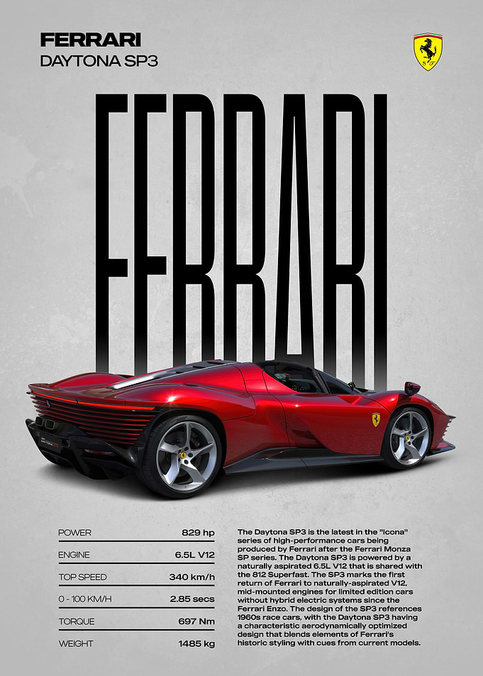 Ferrari Daytona SP3 Car Poster