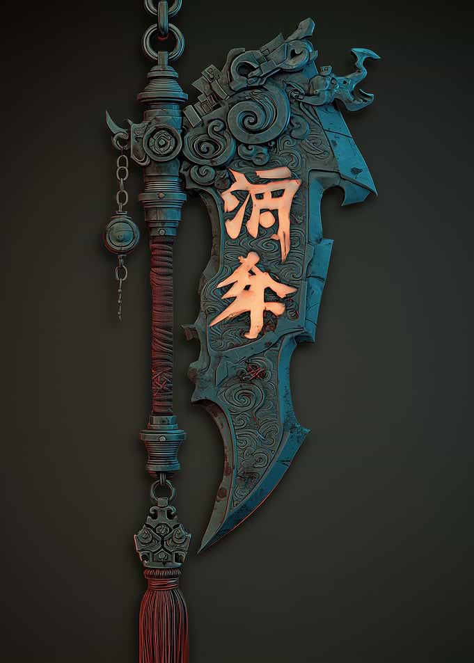 Ornate Chinese Battle Axe