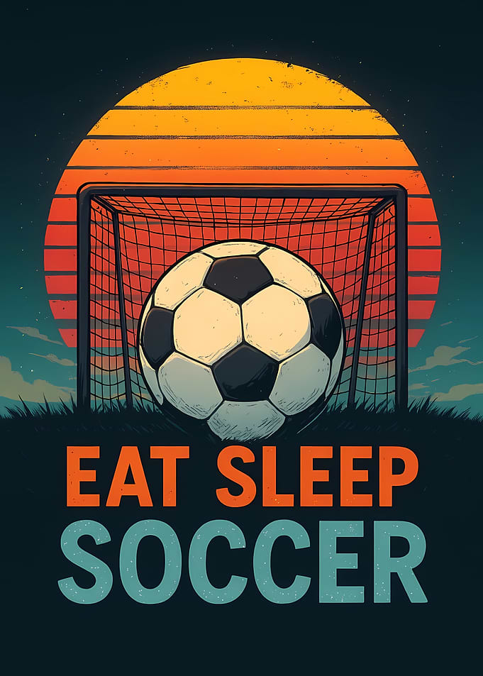 Eat Sleep Soccer Retro Poster