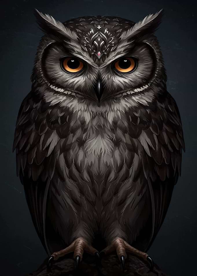 Majestic Owl with Ornate Headpiece