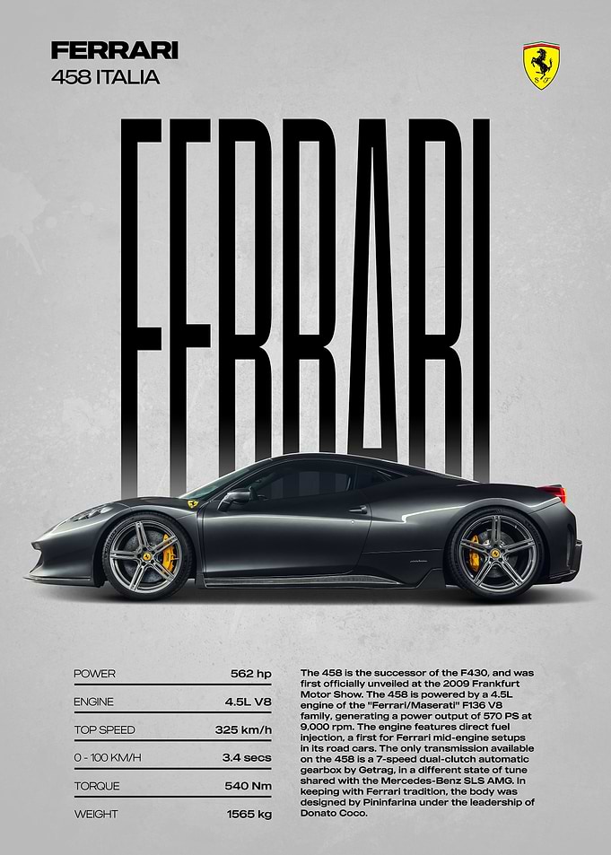 Ferrari 458 Italia Poster