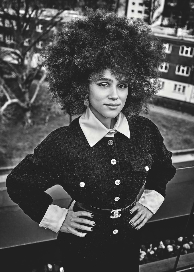 Nathalie Emmanuel with Afro