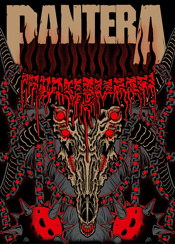 Pantera Band Logo with Skull and Chains