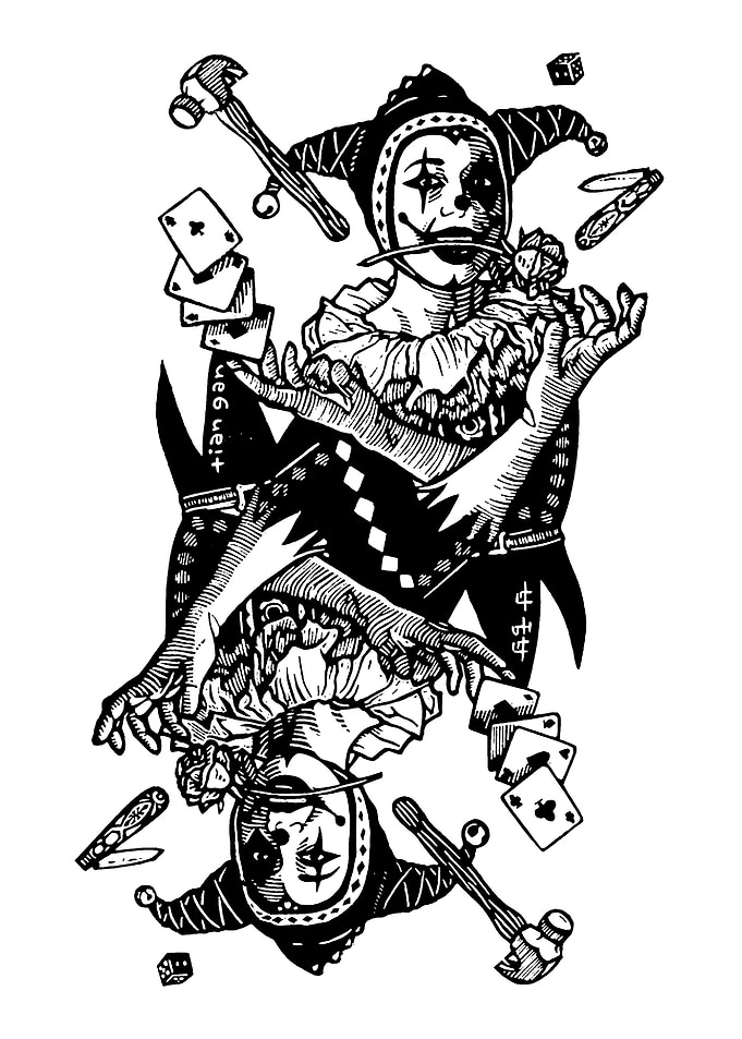 Jester with Cards and Tools
