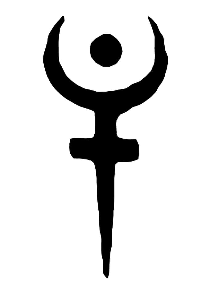 Black Symbol with Crescent and Circle