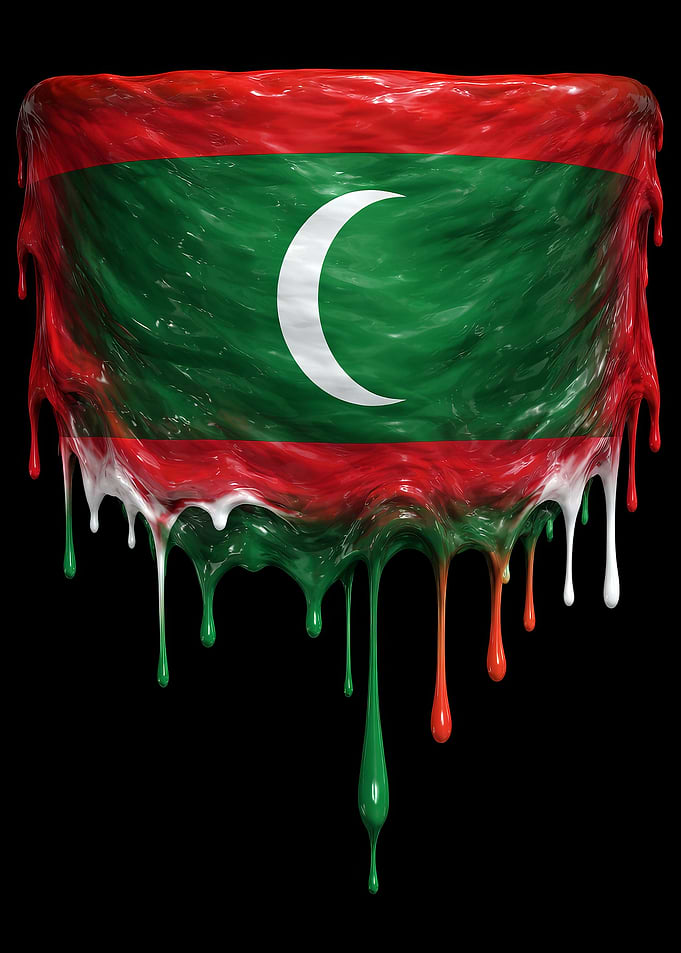 Maldives Flag Colorful Dripping
