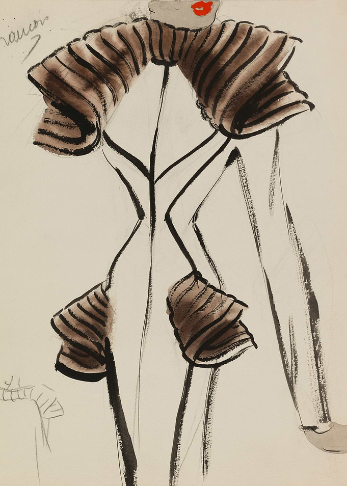 Fashion illustration with ruffled collar