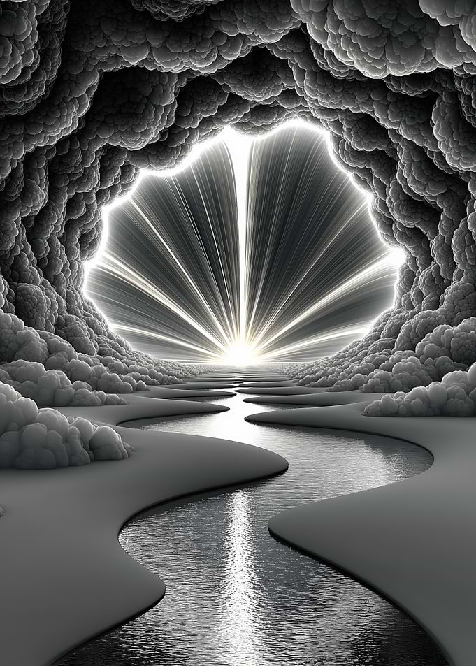 Surreal Landscape with Bright Light