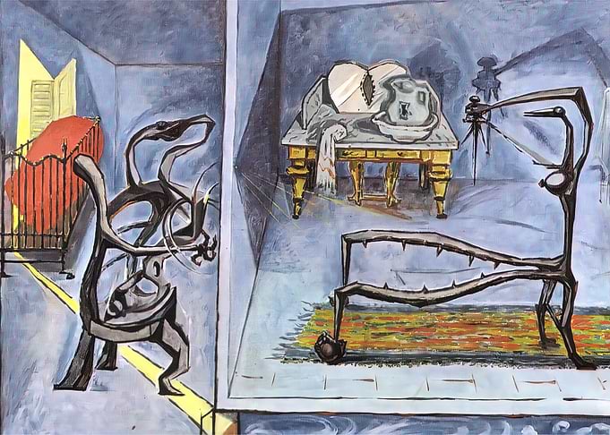 Surreal Interior with Figures and Furniture