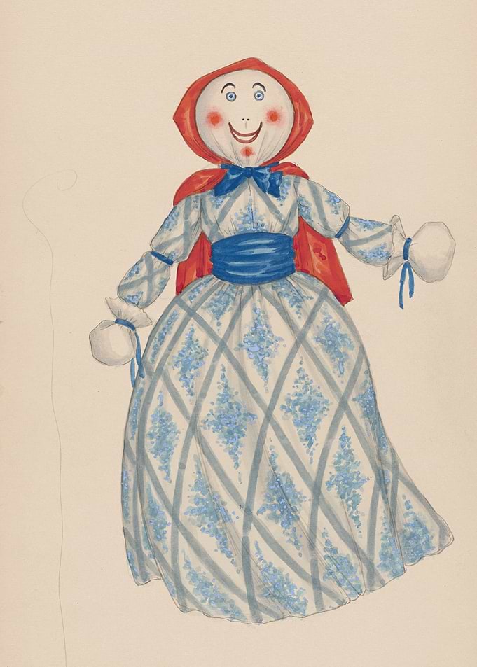Watercolor painting of a doll