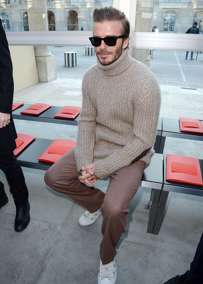 David Beckham in a turtleneck sweater