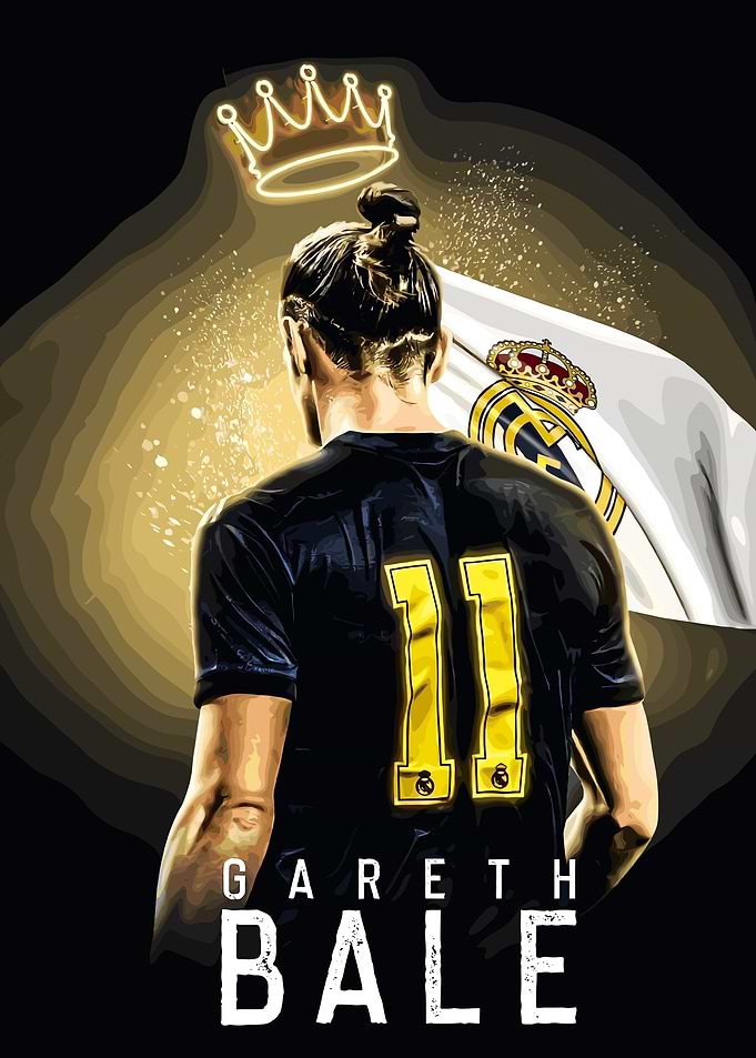 Gareth Bale with Crown and Real Madrid Flag