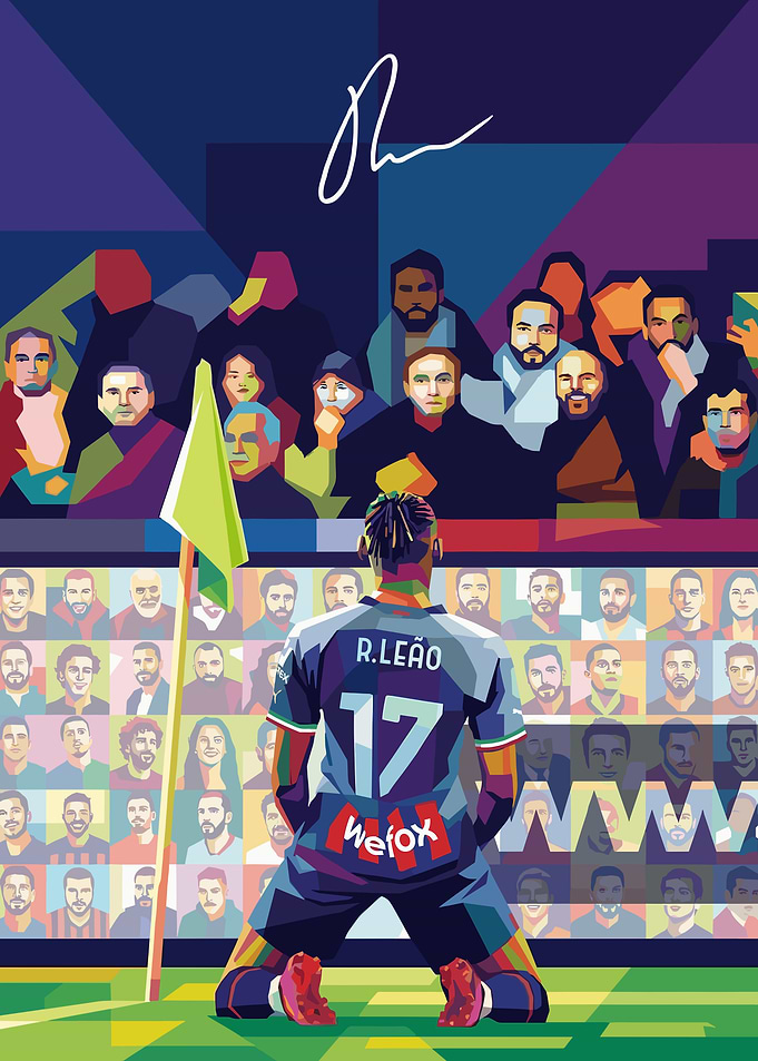 Football Player R. Leão with Fans