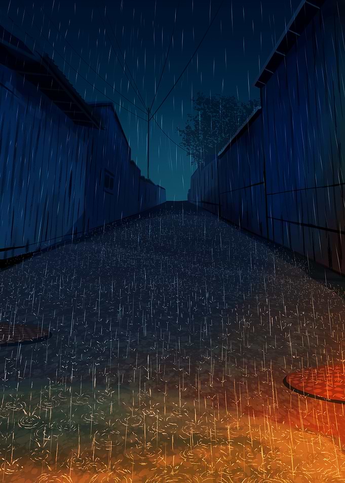 Rainy Alleyway at Night