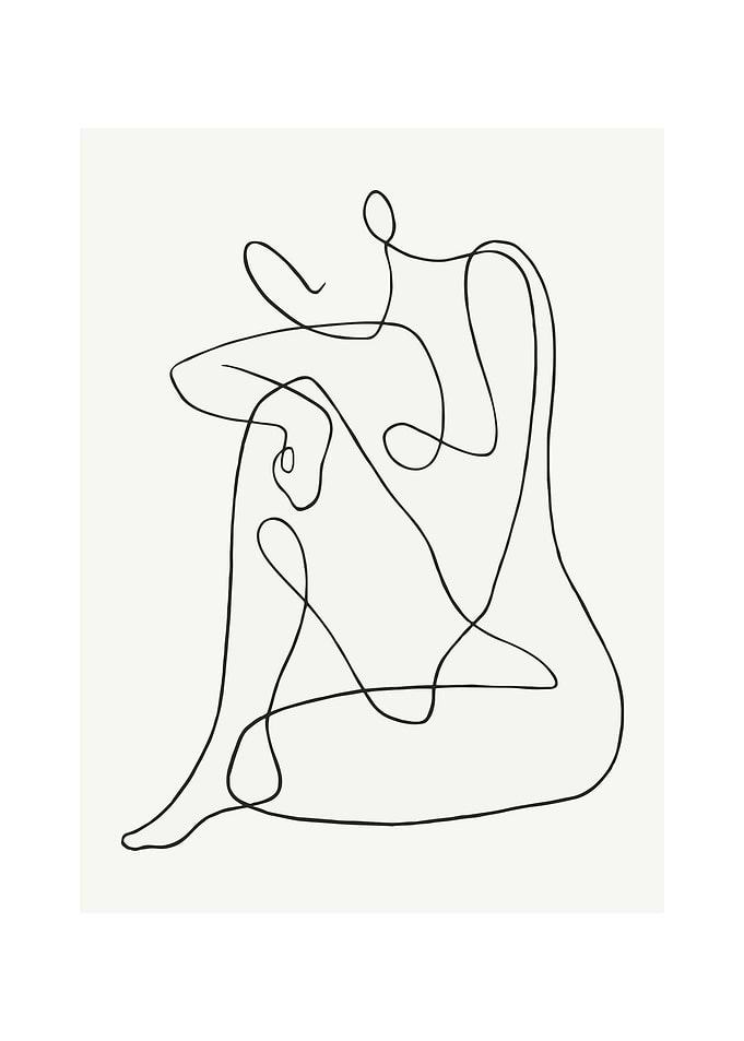 Abstract Line Art of a Seated Figure