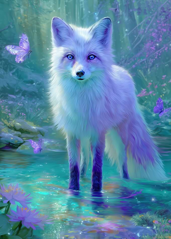 Enchanting White Fox in a Magical Forest